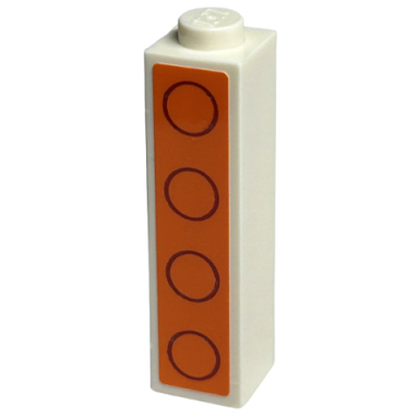 brick 1 x 1 x 3 with dark red circles on orange background pattern sticker - set 40574