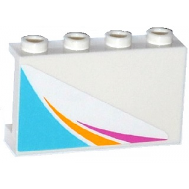 white panel 1 x 4 x 2 with side supports - hollow studs with magenta and yellow stripes and medium azure triangle pattern model right sticker - set 41100