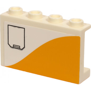 white panel 1 x 4 x 2 with side supports - hollow studs with black hatch and bright light orange stripe pattern model left side sticker - set 60262