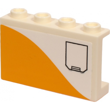 white panel 1 x 4 x 2 with side supports - hollow studs with black hatch and bright light orange stripe pattern model right side sticker - set 60262