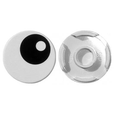 tile round 2 x 2 with bottom stud holder with black eye with pupil pattern