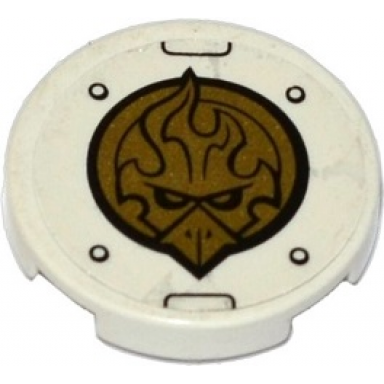 tile round 2 x 2 with bottom stud holder with gold chima eagle emblem rivets and black lines pattern sticker - set 70142