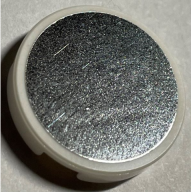 white tile round 2 x 2 with bottom stud holder with silver mirror pattern sticker - sets 10235 21330
