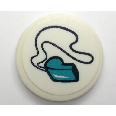 white tile round 2 x 2 with bottom stud holder with dark azure sports whistle pattern sticker - set 41330