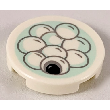 white tile round 2 x 2 with bottom stud holder with tang yuan sesame rice balls on light aqua plate pattern