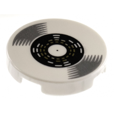 white tile round 2 x 2 with bottom stud holder with vinyl record with black label pattern