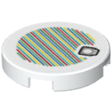 white tile round 2 x 2 with bottom stud holder with super mario scanner code 1-up mushroom pattern sticker - set 71394
