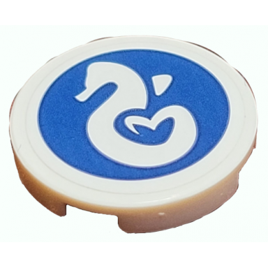 white tile round 2 x 2 with bottom stud holder with heartlake rescue seahorse logo on dark blue background pattern sticker - set 41380
