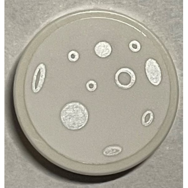 white tile round 2 x 2 with bottom stud holder with silver circles and ovals pattern sticker - set 40484