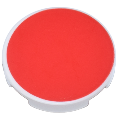 white tile round 2 x 2 with bottom stud holder with red circle pattern