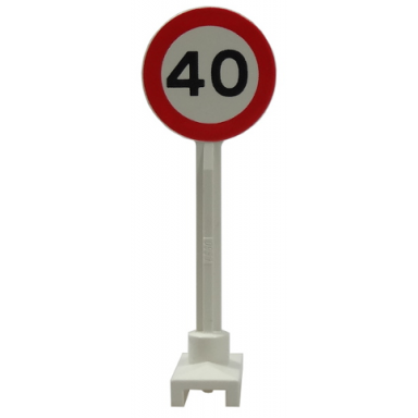 white road sign round with 40 pattern