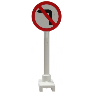 white road sign round with no left turn pattern