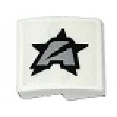 white slope curved 2 x 2 x 2 3 with silver letter a on black star ultra agents logo pattern model left side sticker - sets 70162 70170