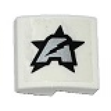 white slope curved 2 x 2 x 2 3 with silver letter a on black star ultra agents logo pattern model right side sticker - sets 70162 70170