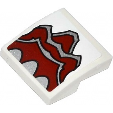white slope curved 2 x 2 x 2 3 with silver and dark red paw pattern sticker - set 70127