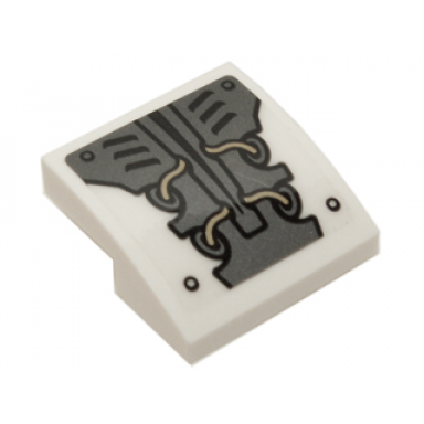 white slope curved 2 x 2 x 2 3 with vent grilles and wires pattern sticker - set 70225
