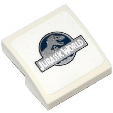 white slope curved 2 x 2 x 2 3 with jurassic world logo pattern sticker - set 75917