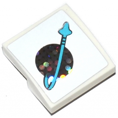 white slope curved 2 x 2 x 2 3 with classic space logo with medium azure arrow pattern sticker - set 41128