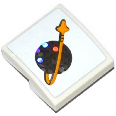 white slope curved 2 x 2 x 2 3 with classic space logo with bright light orange arrow pattern sticker - set 41128
