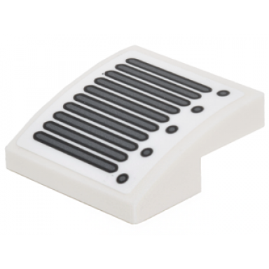 white slope curved 2 x 2 x 2 3 with dark bluish gray vents and circles pattern model right side sticker - set 70911