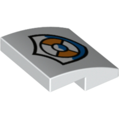 white slope curved 2 x 2 x 2 3 with coast guard logo pattern