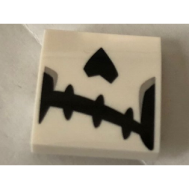 white slope curved 2 x 2 x 2 3 with skeletal mouth and nose pattern