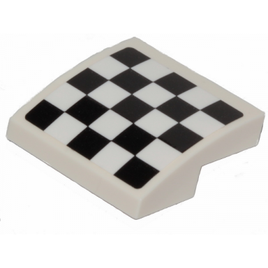 white slope curved 2 x 2 x 2 3 with black and white checkered pattern sticker - set 31094