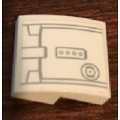 white slope curved 2 x 2 x 2 3 with sw 4 circles inside rectangle and circle inside a circle pattern sticker - set 75244