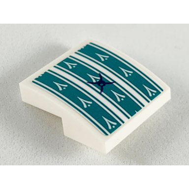 white slope curved 2 x 2 x 2 3 with dark turquoise seat cushion pattern sticker - set 41164
