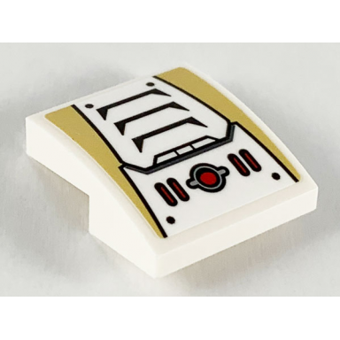 white slope curved 2 x 2 x 2 3 with gold triangles machinery and vents pattern sticker - set 71702