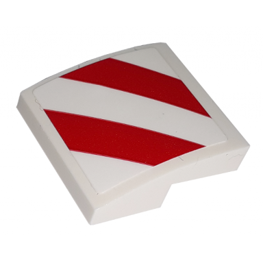 white slope curved 2 x 2 x 2 3 with red and white danger stripes pattern model left side sticker - set 60198