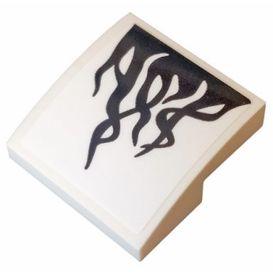 white slope curved 2 x 2 x 2 3 with black tendrils pattern sticker - set 76163