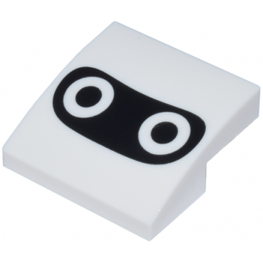 white slope curved 2 x 2 x 2 3 with circle eyes on black background pattern super mario blooper face