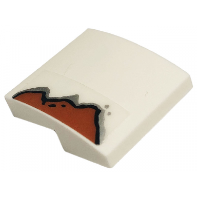 white slope curved 2 x 2 x 2 3 with rust pattern on left sticker - set 10274
