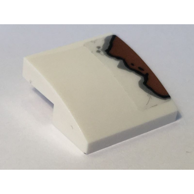 white slope curved 2 x 2 x 2 3 with rust pattern on right sticker - set 10274