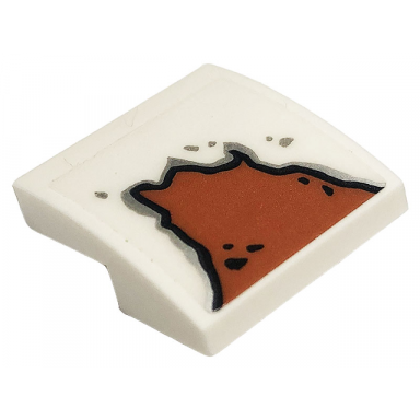 white slope curved 2 x 2 x 2 3 with rust large pattern sticker - set 10274