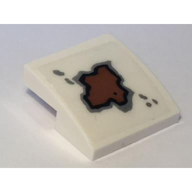 white slope curved 2 x 2 x 2 3 with rust spot pattern sticker - set 10274