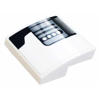 white slope curved 2 x 2 x 2 3 with air flow black stripes and 4 white dots pattern model left side sticker - set 76896
