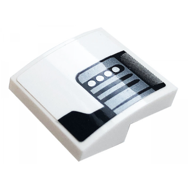 white slope curved 2 x 2 x 2 3 with air flow black stripes and 4 white dots pattern model right side sticker - set 76896