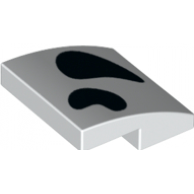 white slope curved 2 x 2 x 2 3 with 2 black dalmatian spots pattern