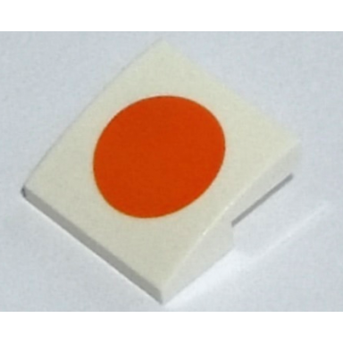 white slope curved 2 x 2 x 2 3 with orange circle pattern