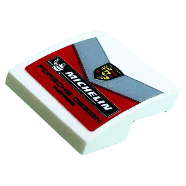 white slope curved 2 x 2 x 2 3 with porsche design porsche and michelin logo pattern sticker - set 75888