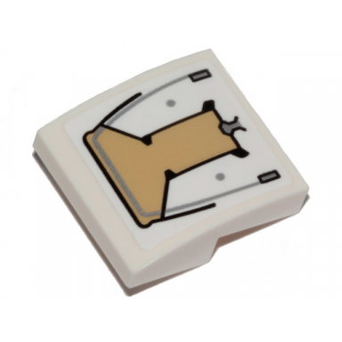 white slope curved 2 x 2 x 2 3 with tan hull plate pattern sticker - set 76989