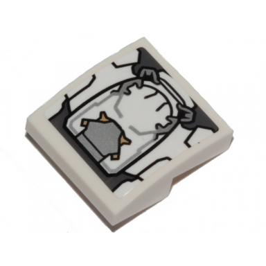 white slope curved 2 x 2 x 2 3 with dark and light bluish gray hull plates pattern sticker - set 76989