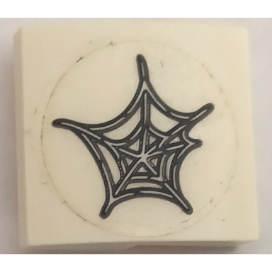 white slope curved 2 x 2 x 2 3 with spider web pattern sticker - set 76083