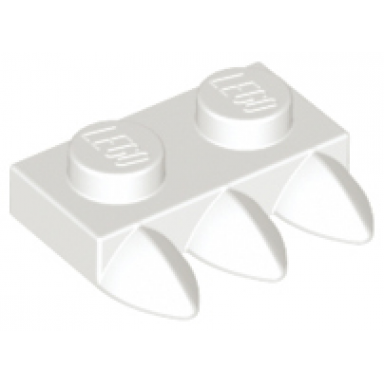 white plate modified 1 x 2 with 3 teeth