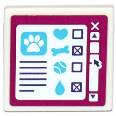 white road sign 2 x 2 square with open o clip with paw print heart bone tennis ball and water drop on computer screen pattern sticker - set 41124