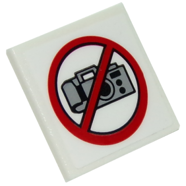 white road sign 2 x 2 square with open o clip with no cameras pattern sticker - set 10261