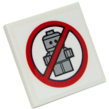 white road sign 2 x 2 square with open o clip with no babies pattern sticker - set 10261