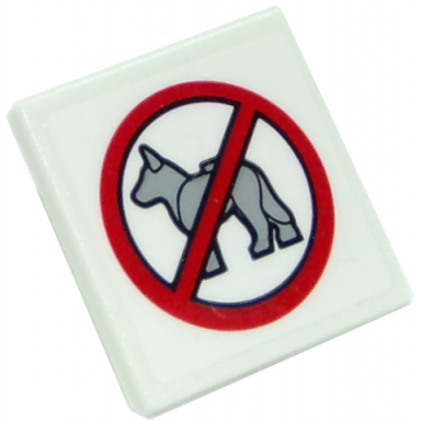 white road sign 2 x 2 square with open o clip with no dogs pattern sticker - set 10261